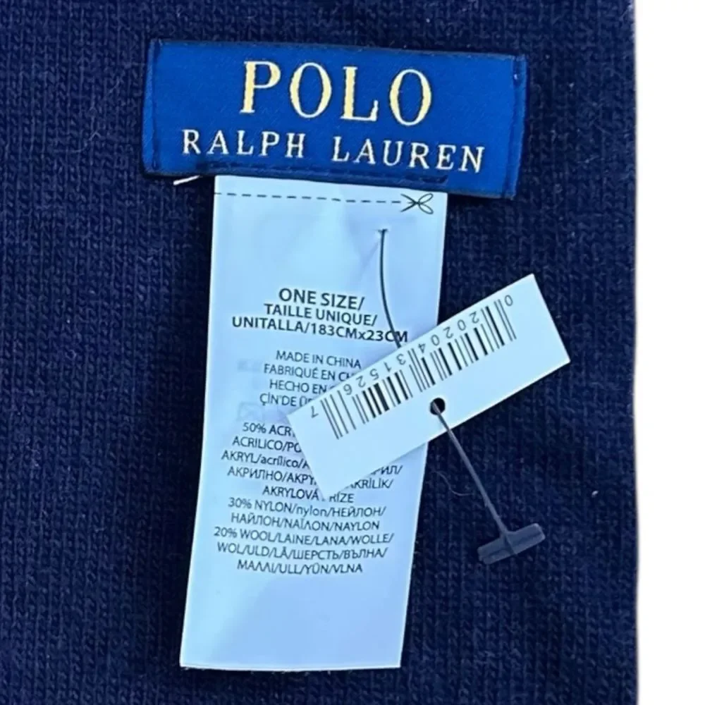 Polo Ralph Lauren Big Pony Scarf Blue Gray Reversible